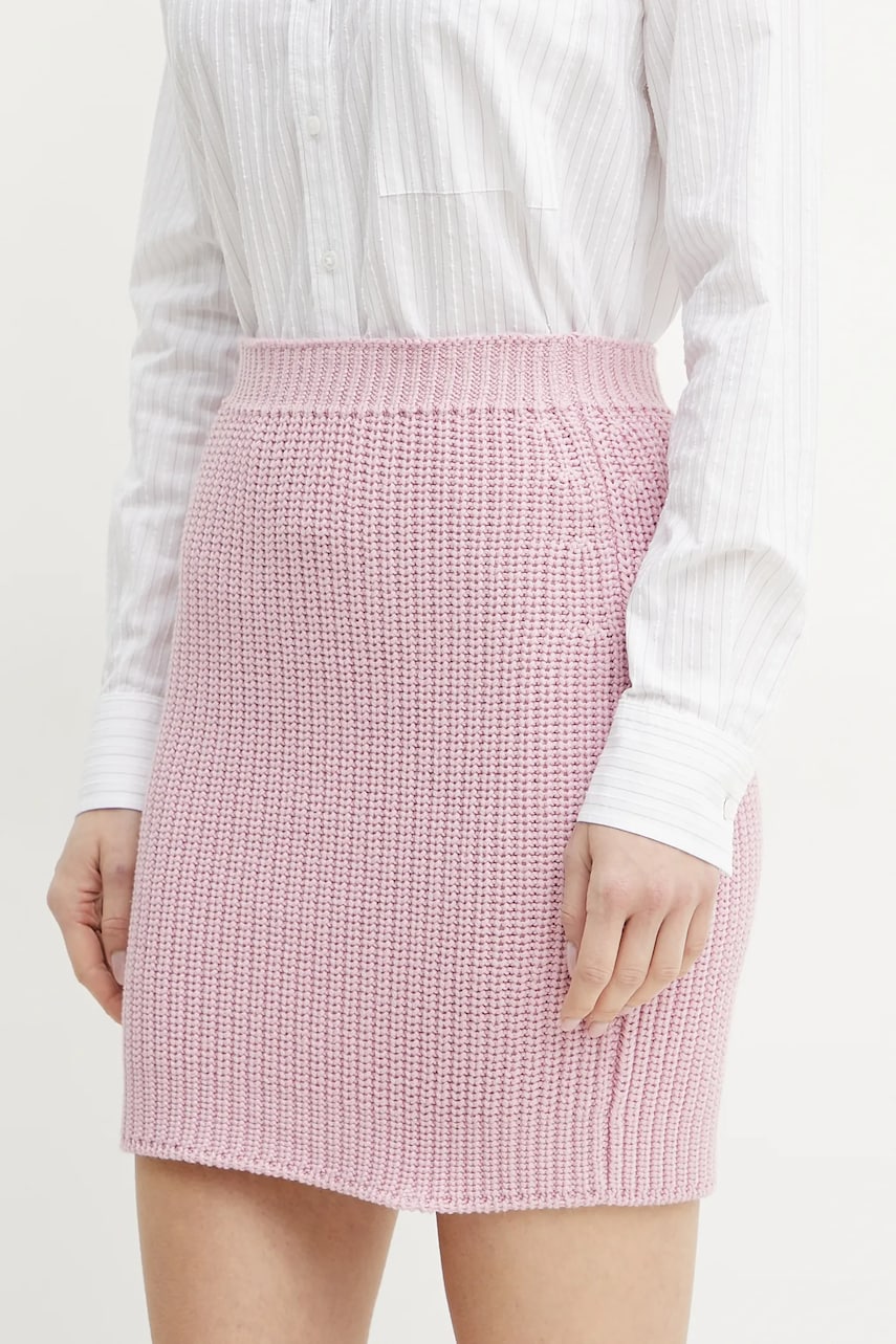 Luisa Spagnoli fusta din bumbac culoarea roz, mini, drept, 58633 Luisa Spagnoli fusta din bumbac culoarea roz, mini, drept, 58633