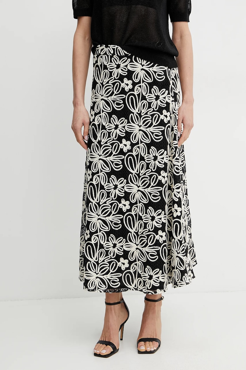 Luisa Spagnoli fustă culoarea negru, maxi, evazati, 541989
