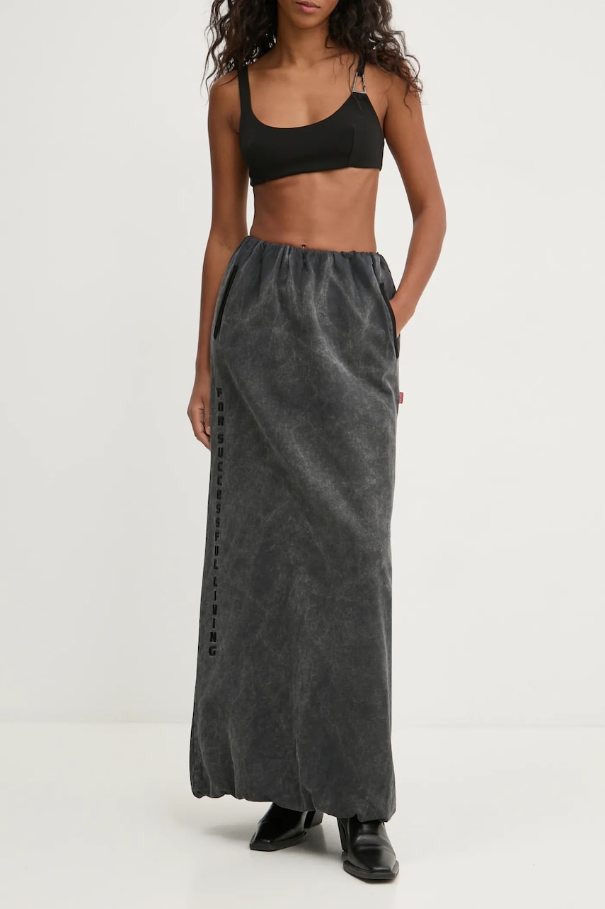 Diesel fusta din bumbac culoarea gri, maxi, drept, A16098.0BMBK Diesel fusta din bumbac culoarea gri, maxi, drept, A16098.0BMBK