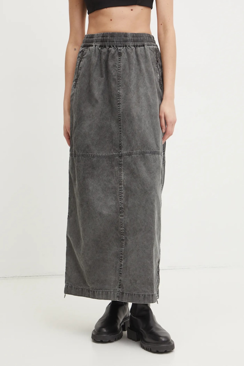 Diesel fusta din bumbac O-HAZEL-Q2 SKIRT culoarea gri, maxi, drept, A17384.0NJBP Diesel fusta din bumbac O-HAZEL-Q2 SKIRT culoarea gri, maxi, drept, A17384.0NJBP