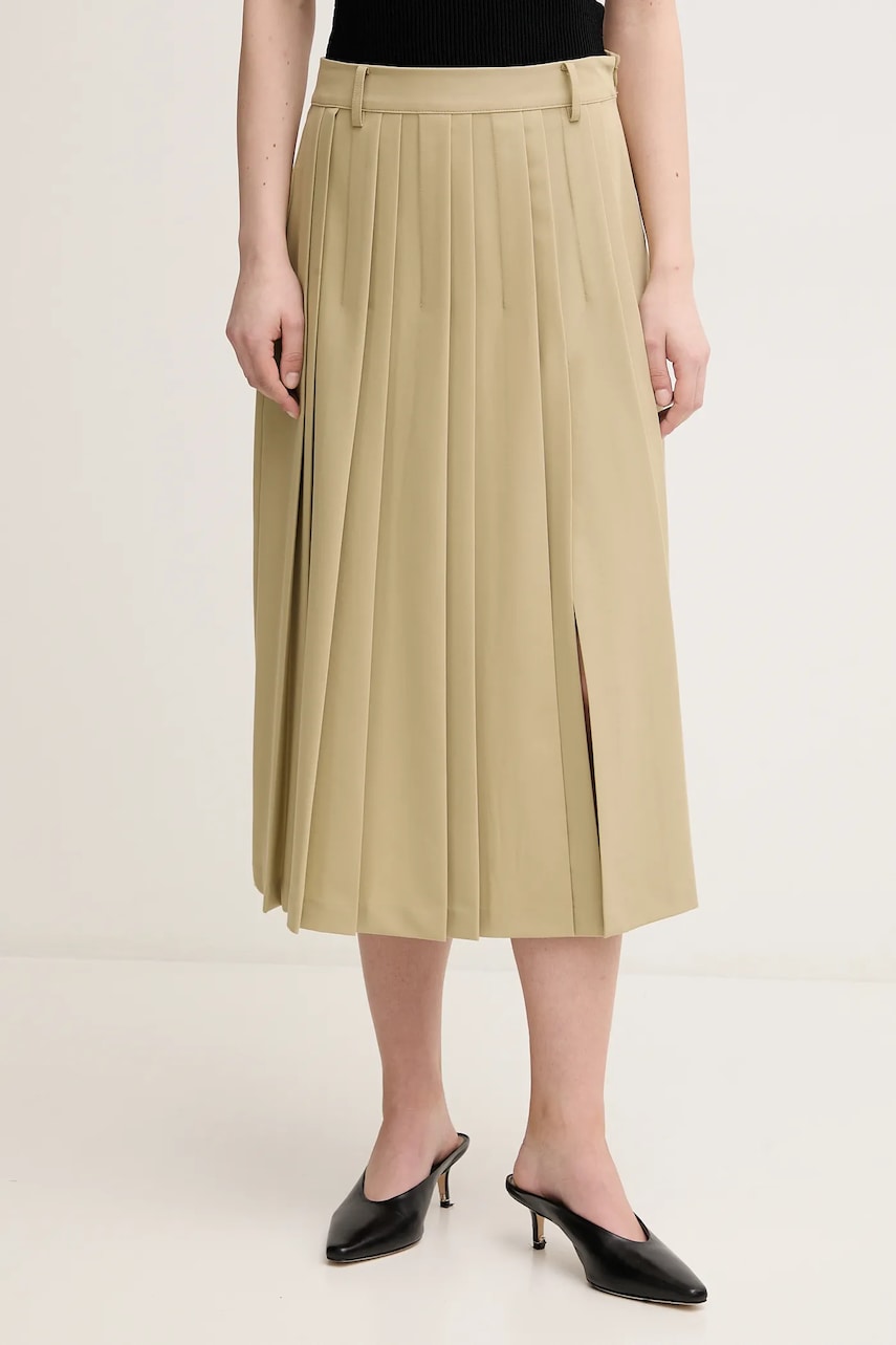 Sisley fusta culoarea verde, midi, evazati, 4KVXL002M