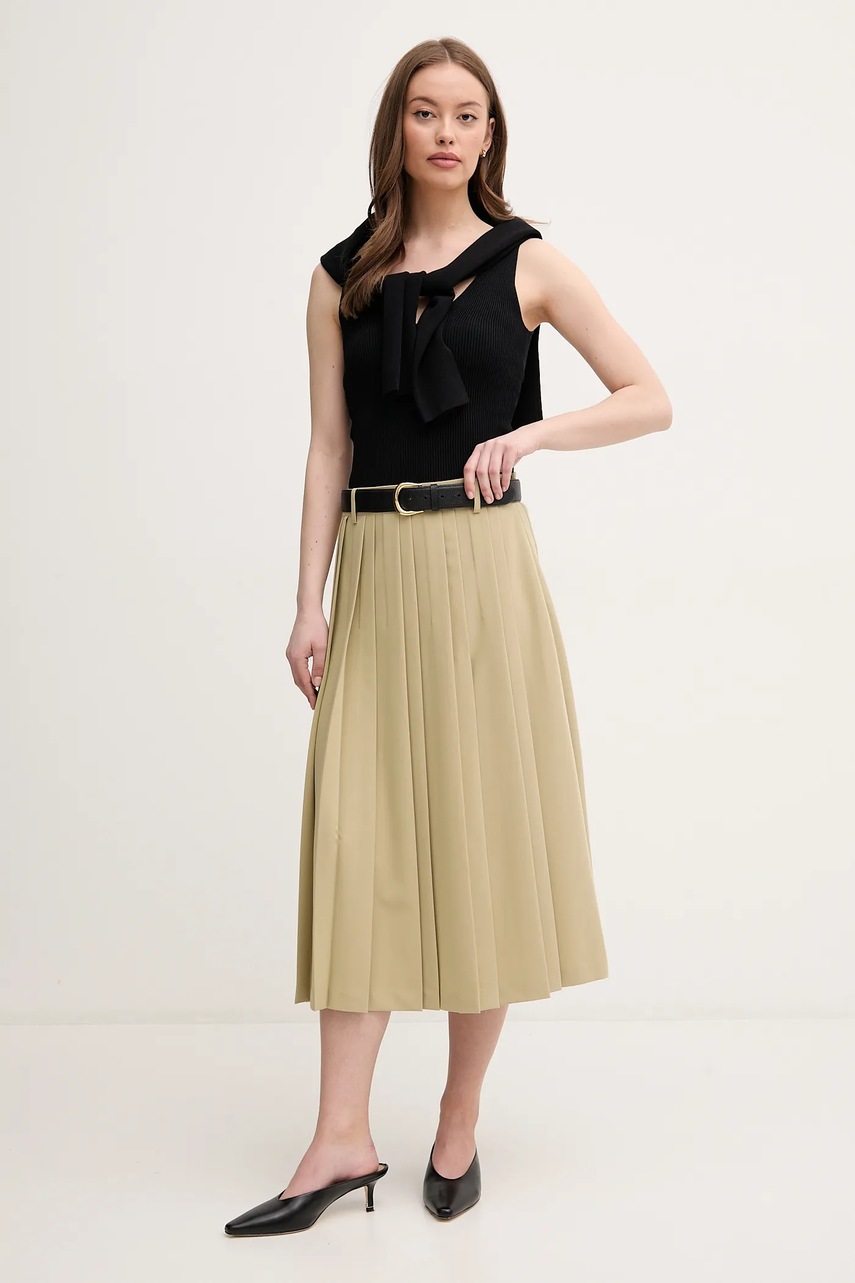 Юбка Sisley цвет зелёный midi расклешённая 4KVXL002M