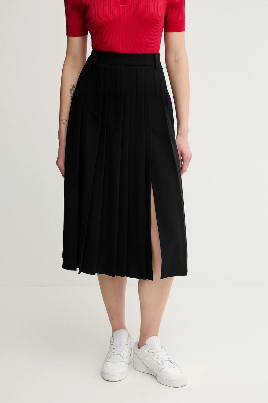 Sisley fustă culoarea negru, midi, evazati, 4KVXL002M Sisley fustă culoarea negru, midi, evazati, 4KVXL002M