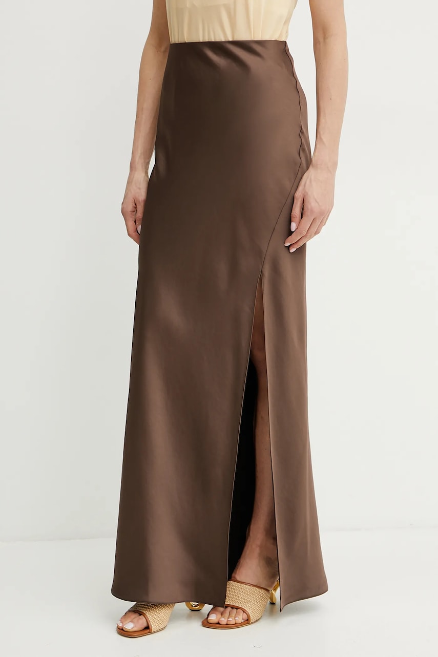 Levně Sukně Patrizia Pepe hnědá barva, maxi, áčková, 2G1006 A563