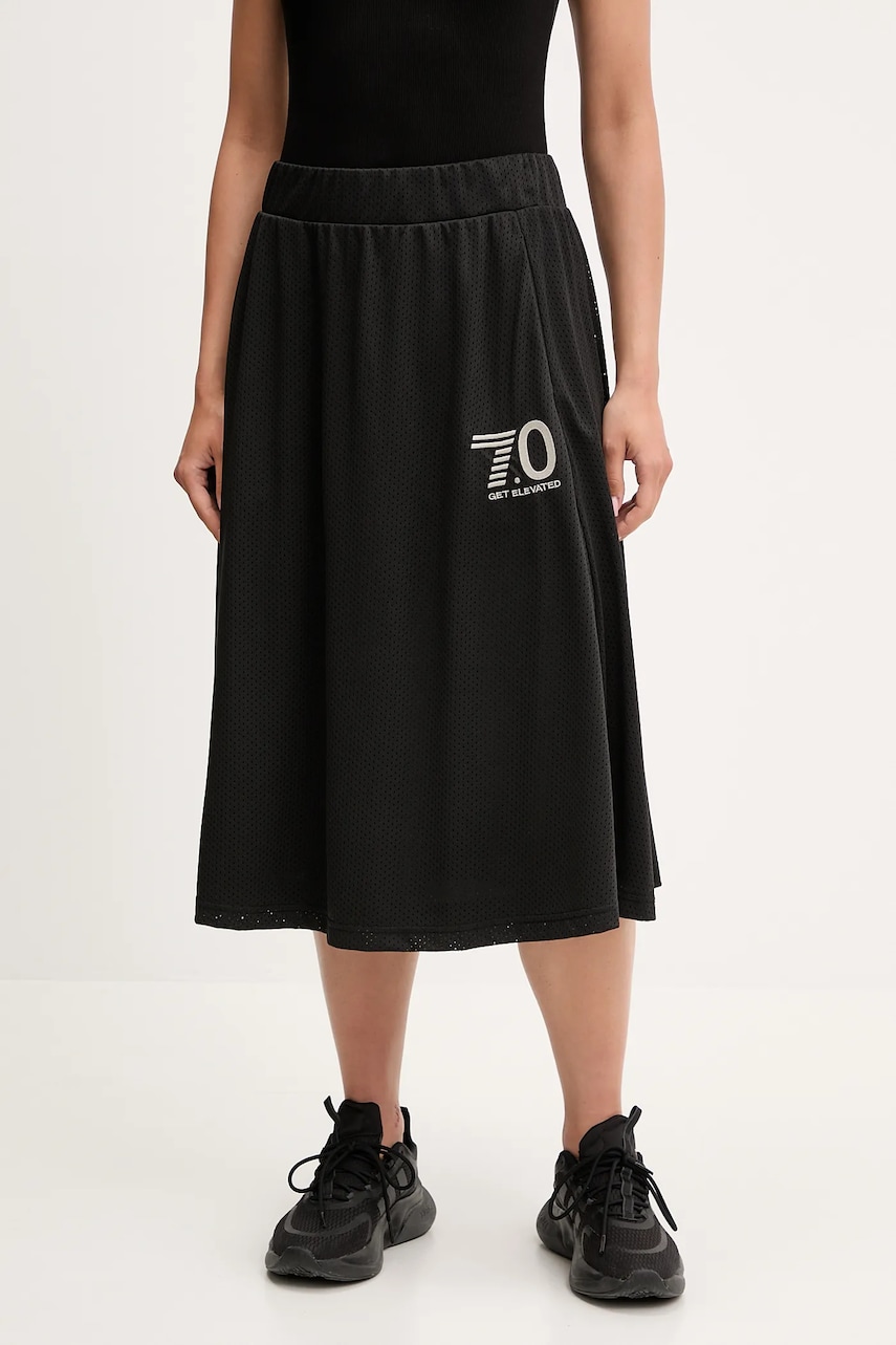 EA7 Emporio Armani fustă culoarea negru, midi, evazati, AF15213.7W000198
