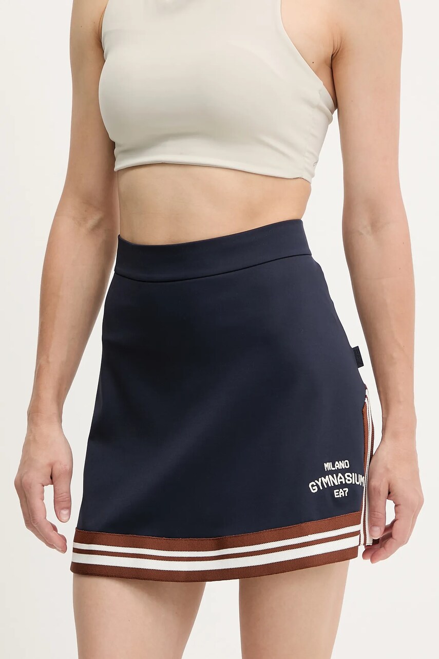Levně Sukně EA7 Emporio Armani tmavomodrá barva, mini, áčková, AF12114.7W000501
