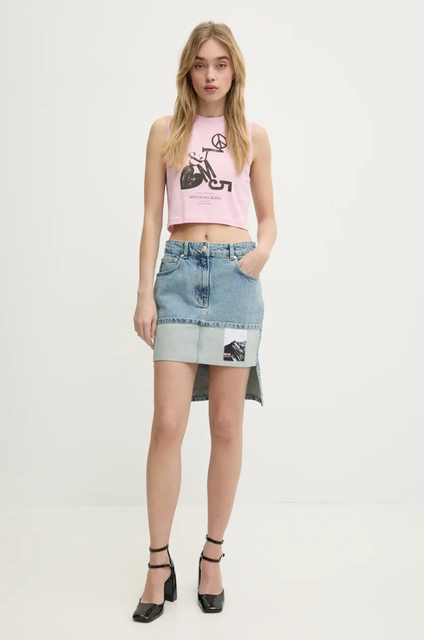 Джинсовая юбка Moschino Jeans mini прямая 0112 3217 Джинсовая юбка Moschino Jeans mini прямая 0112 3217