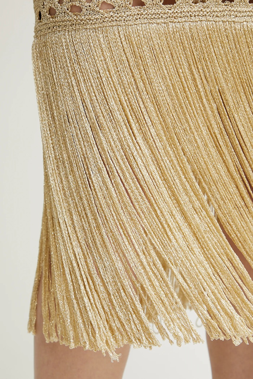 Φούστα Simona Corsellini χρώμα: χρυσαφί, P25CPGOO01 φωτογραφία