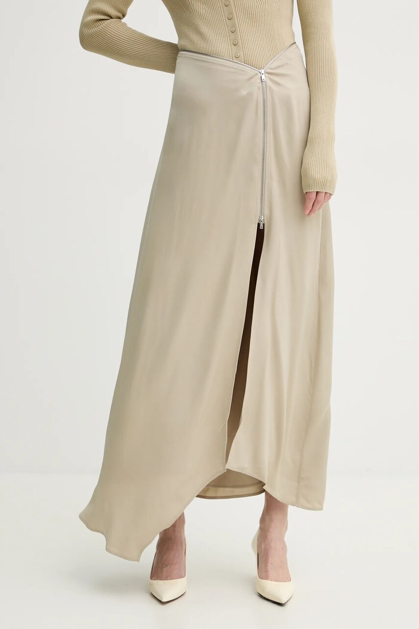 Nanushka fusta ZELLA culoarea bej, maxi, evazati, NW25RSSK19372