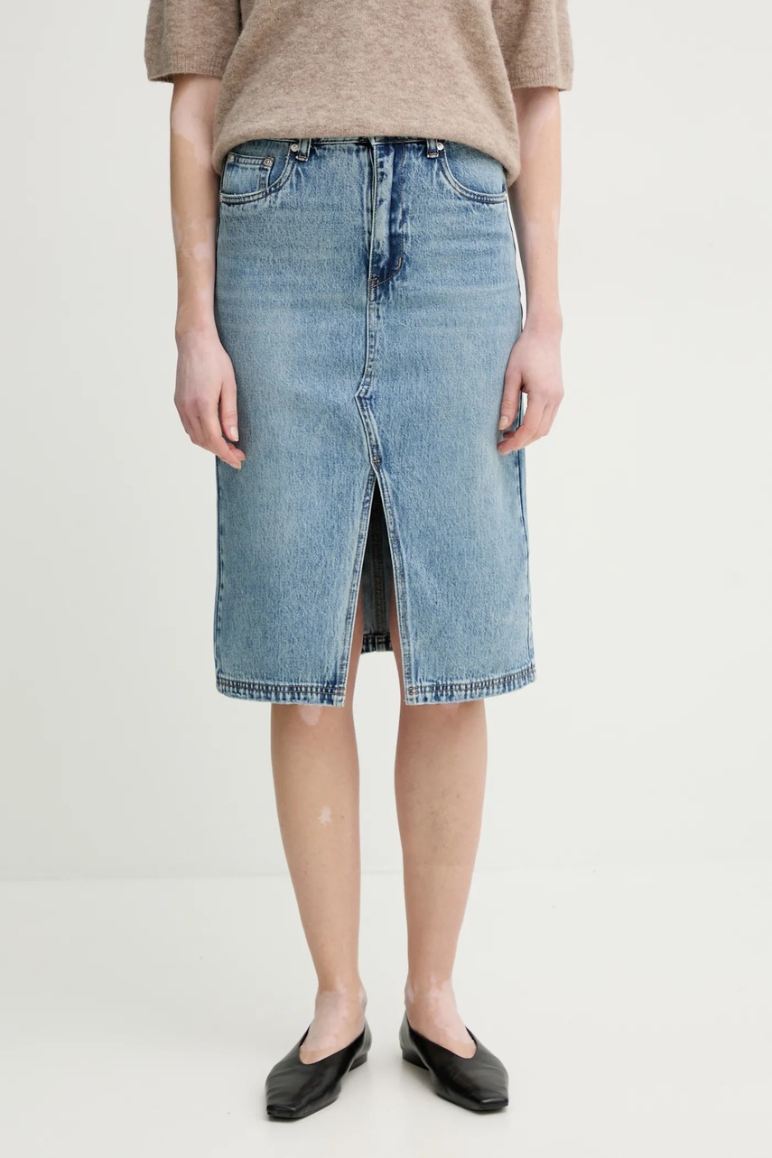 Gestuz fusta din bumbac denim midi, drept, 10909944