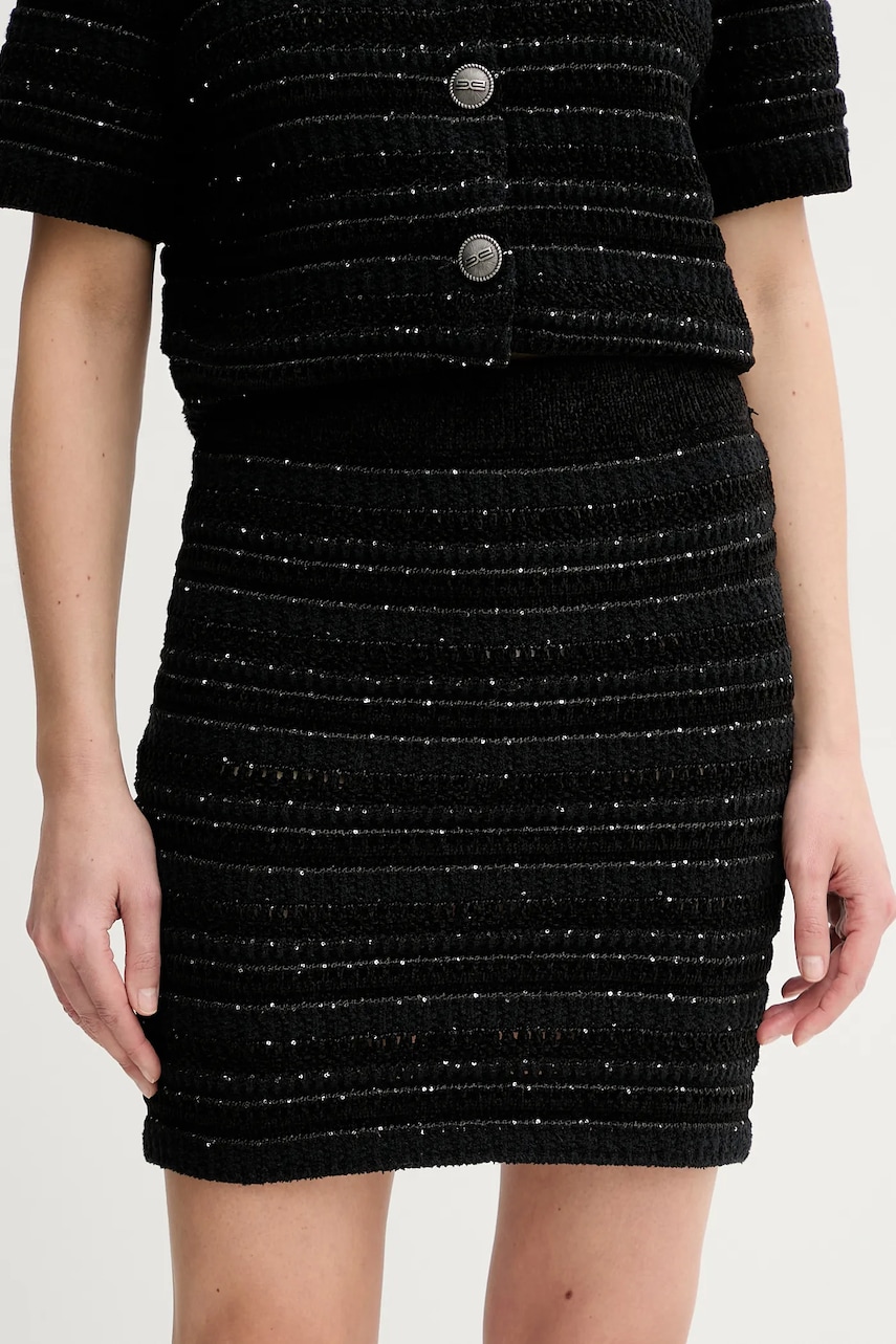 Gestuz fusta culoarea negru, mini, creion, 10910071