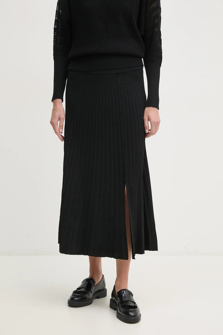 Dkny fusta culoarea negru, midi, evazati, P4JRAT77