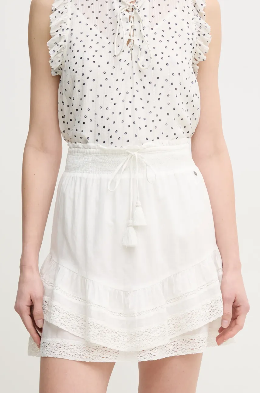 Pepe Jeans fustă din bumbac ELENA culoarea alb, mini, evazati, PL901188