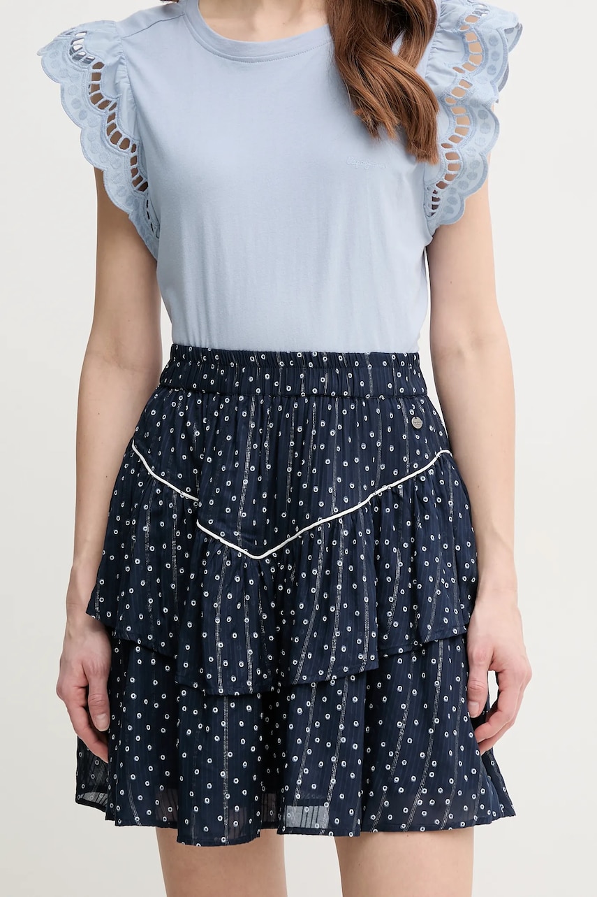 Pepe Jeans fustă DANY culoarea bleumarin, mini, evazati, PL901191