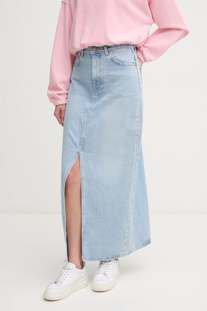 Pepe Jeans fustă din bumbac denim MAXI SKIRT HW STUD maxi, drept, PL901211R Pepe Jeans fustă din bumbac denim MAXI SKIRT HW STUD maxi, drept, PL901211R