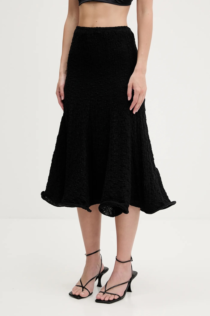 MSGM fusta culoarea negru, midi, evazati, 3842MDD06.257317