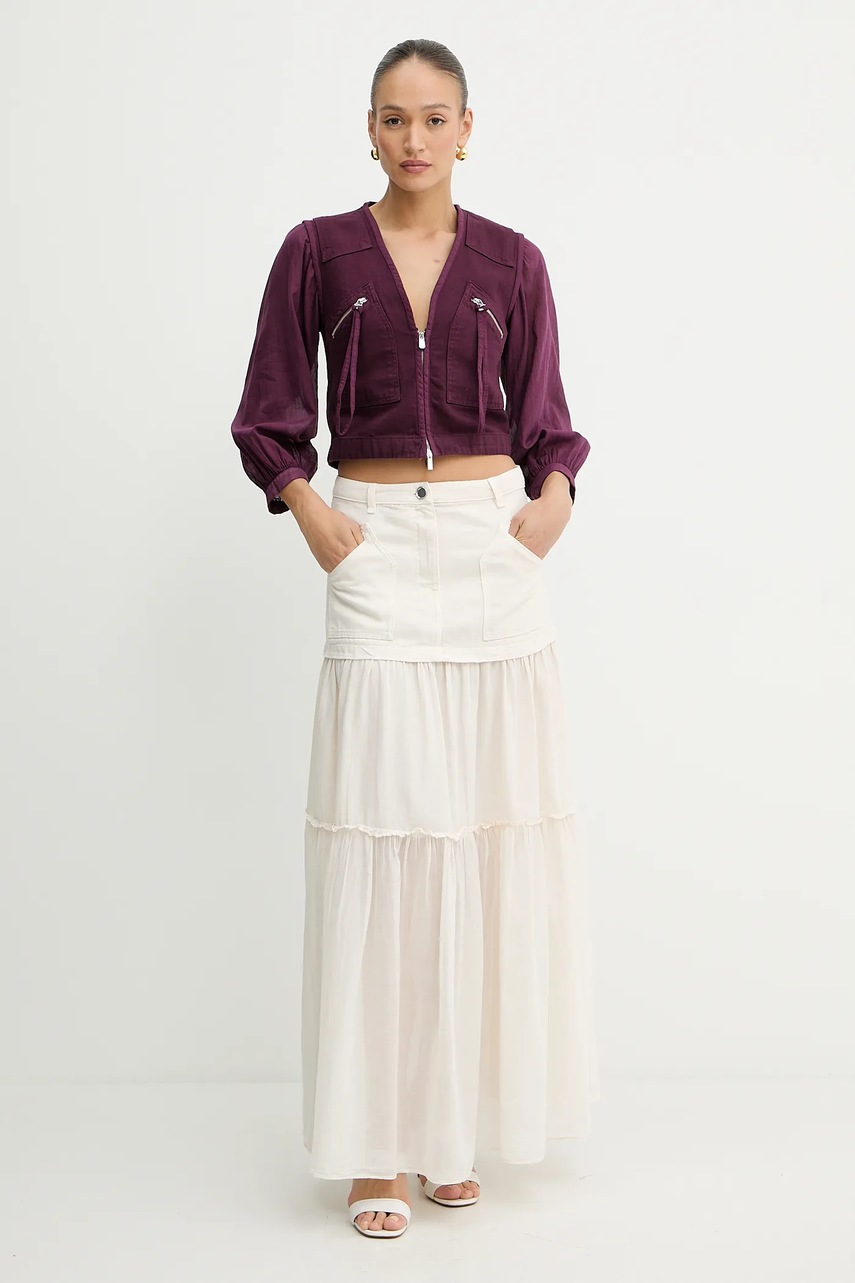 Хлопковая юбка Pinko цвет бежевый maxi расклешённая 105252 A2MI