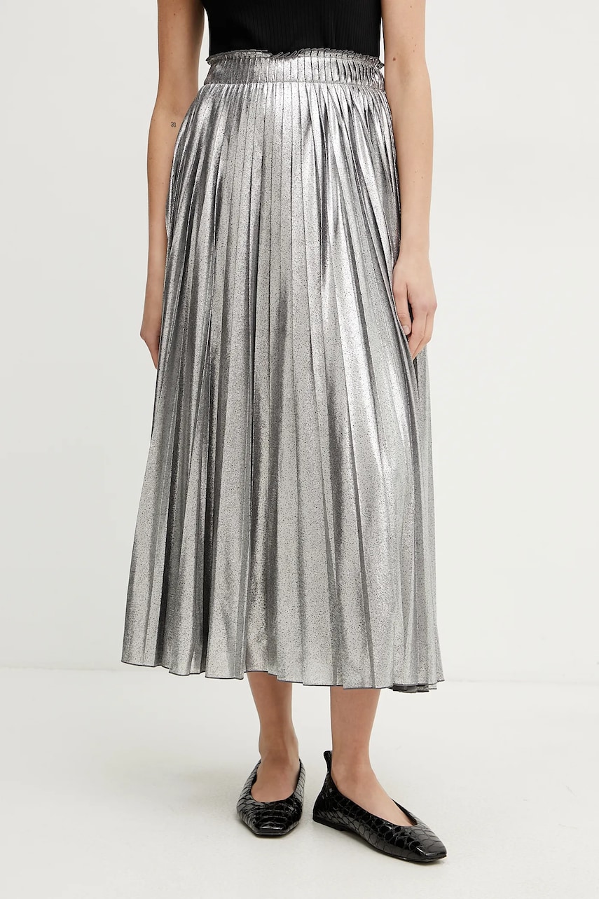 Weekend Max Mara fustă culoarea argintiu, midi, evazati, 2515101051600 Weekend Max Mara fustă culoarea argintiu, midi, evazati, 2515101051600