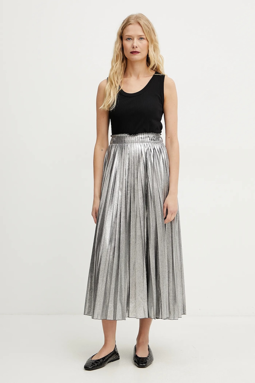 Юбка Weekend Max Mara цвет серебрянный midi расклешённая 2515101051600 Юбка Weekend Max Mara цвет серебрянный midi расклешённая 2515101051600