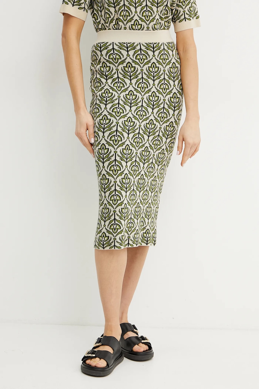 Weekend Max Mara fusta culoarea verde, midi, drept, 2515301011600 Weekend Max Mara fusta culoarea verde, midi, drept, 2515301011600