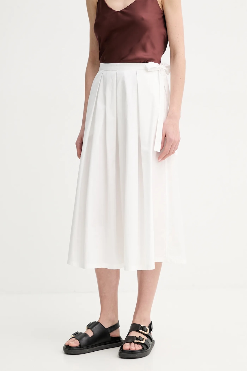 Weekend Max Mara fusta din bumbac culoarea alb, midi, evazati, 2515101032600