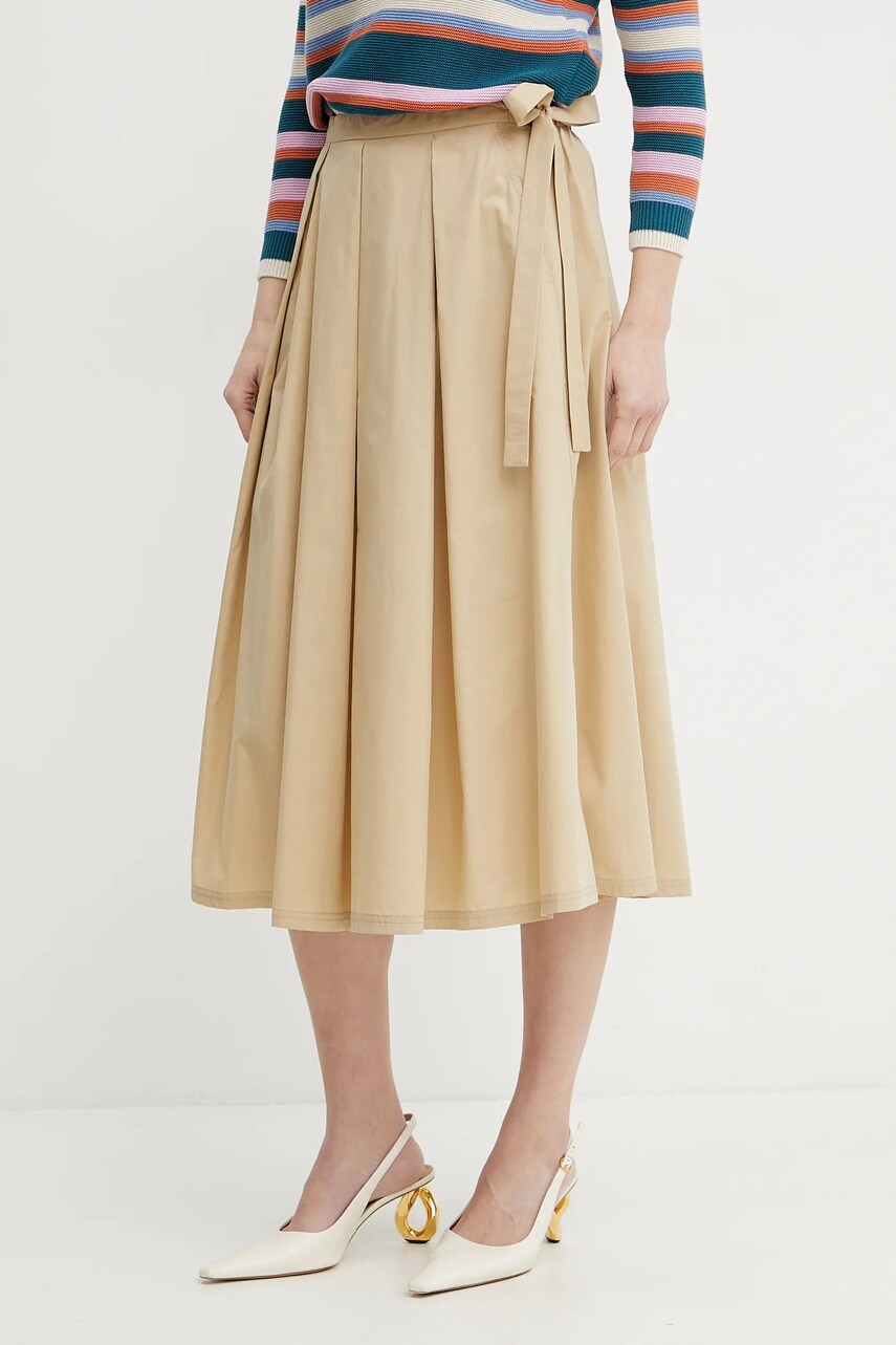 Weekend Max Mara fusta din bumbac culoarea bej, midi, evazati, 2515101032600 Weekend Max Mara fusta din bumbac culoarea bej, midi, evazati, 2515101032600