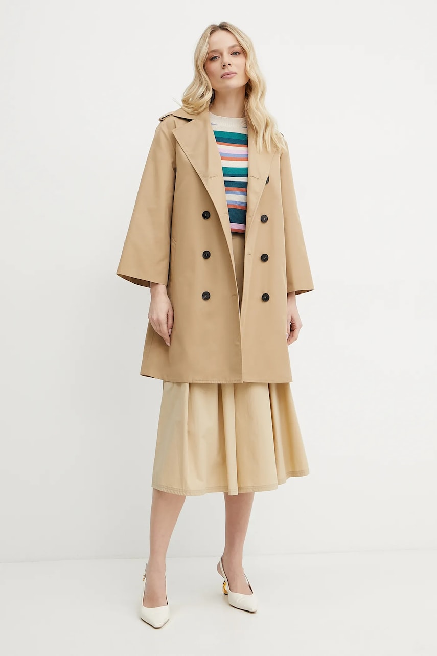 Хлопковая юбка Weekend Max Mara цвет бежевый midi расклешённая 2515101032600 Хлопковая юбка Weekend Max Mara цвет бежевый midi расклешённая 2515101032600