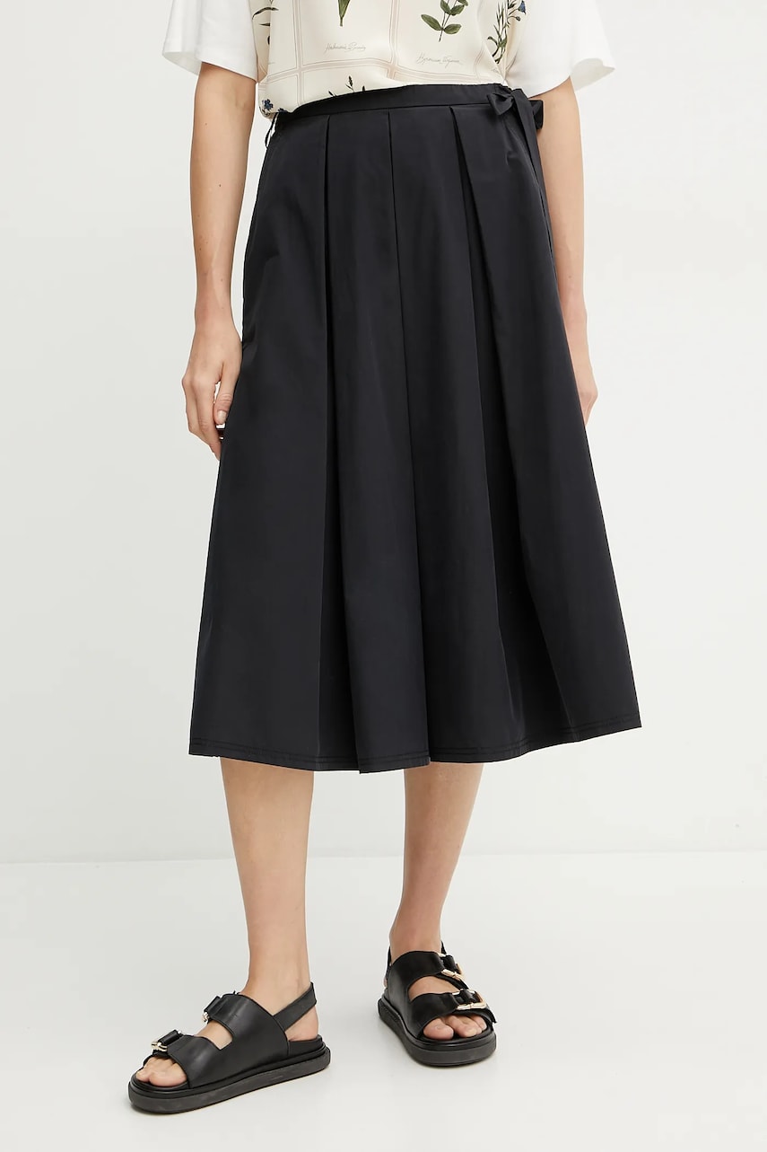 Weekend Max Mara fusta din bumbac culoarea negru, midi, evazati, 2515101032600