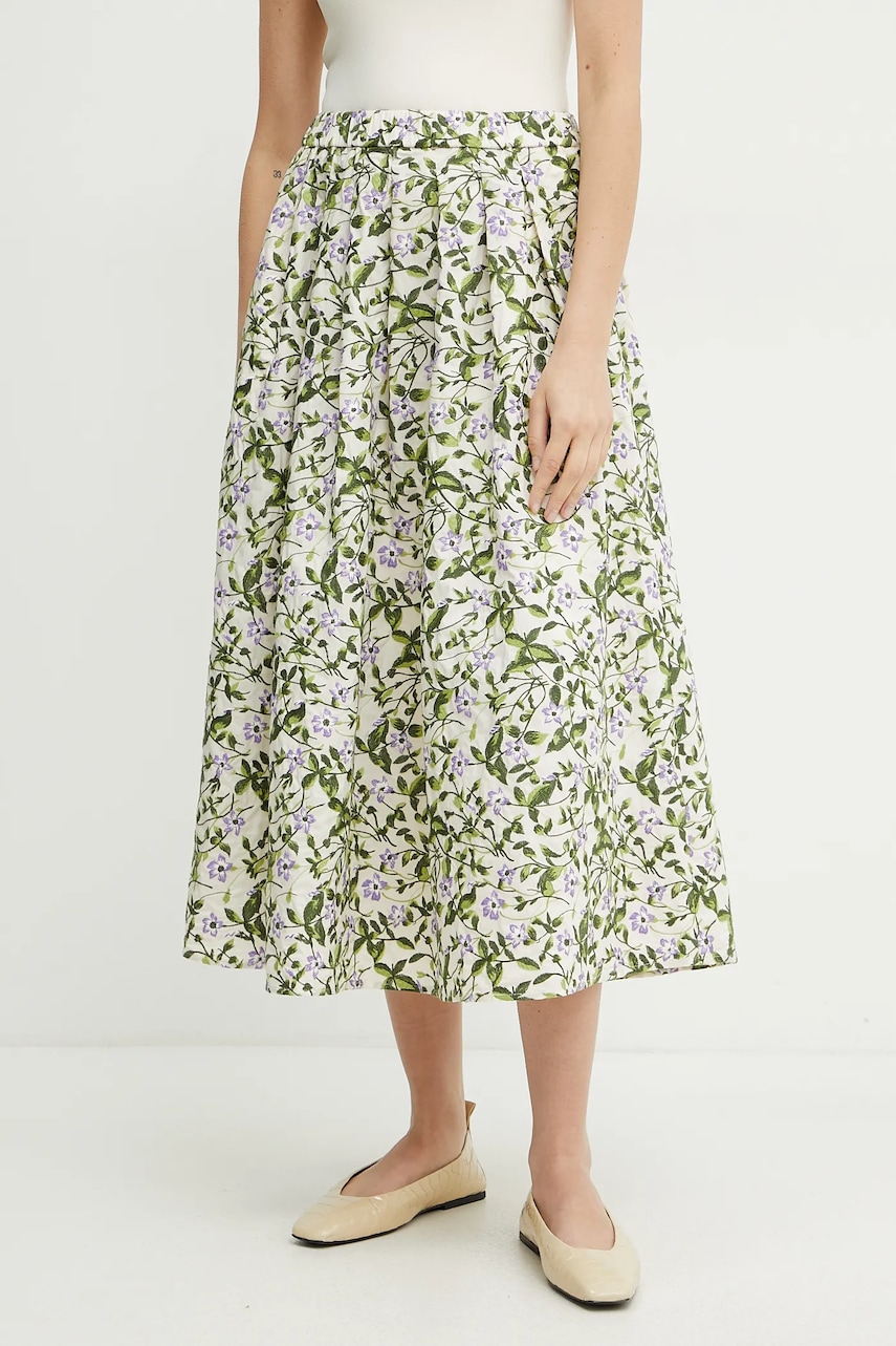 Weekend Max Mara fustă din bumbac culoarea bej, midi, evazati, 2515101092600 Weekend Max Mara fustă din bumbac culoarea bej, midi, evazati, 2515101092600
