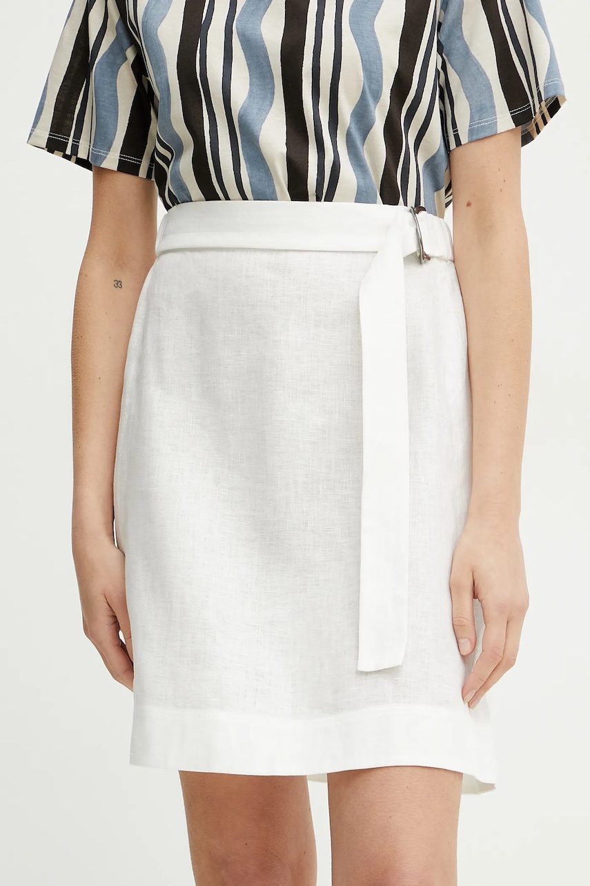 MM fustă din in culoarea alb, mini, drept, 2516101018600