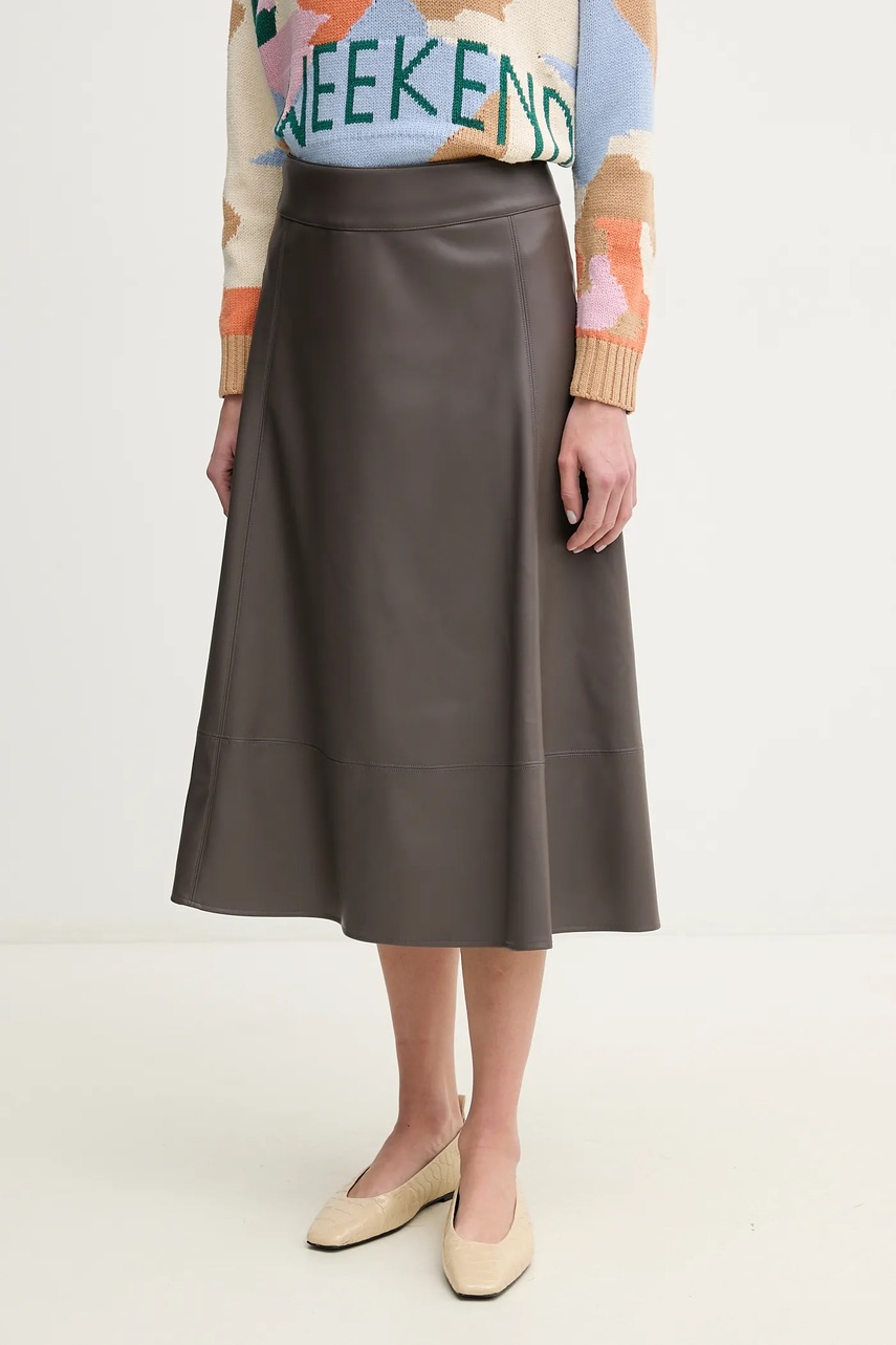 MM fusta culoarea maro, midi, evazati, 2516771027600
