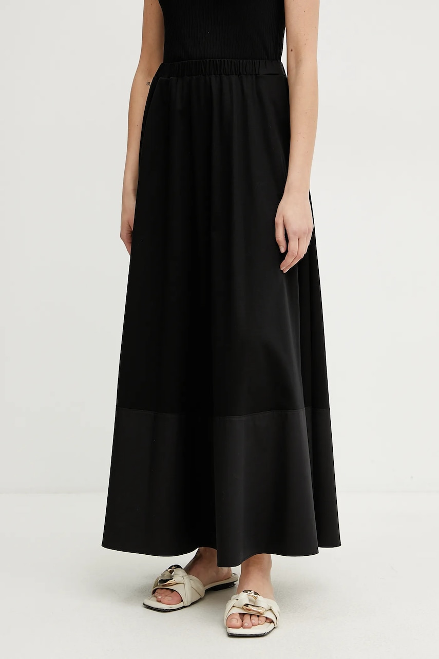MM fustă culoarea negru, maxi, evazati, 2516771028600