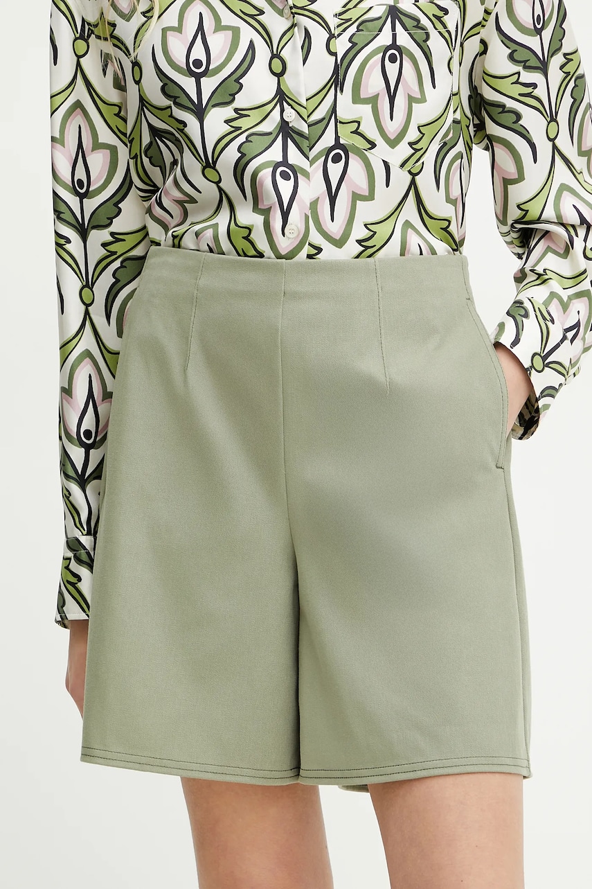 MM pantaloni scurți femei, culoarea verde, uni, high waist, 2516781018600 MM pantaloni scurți femei, culoarea verde, uni, high waist, 2516781018600