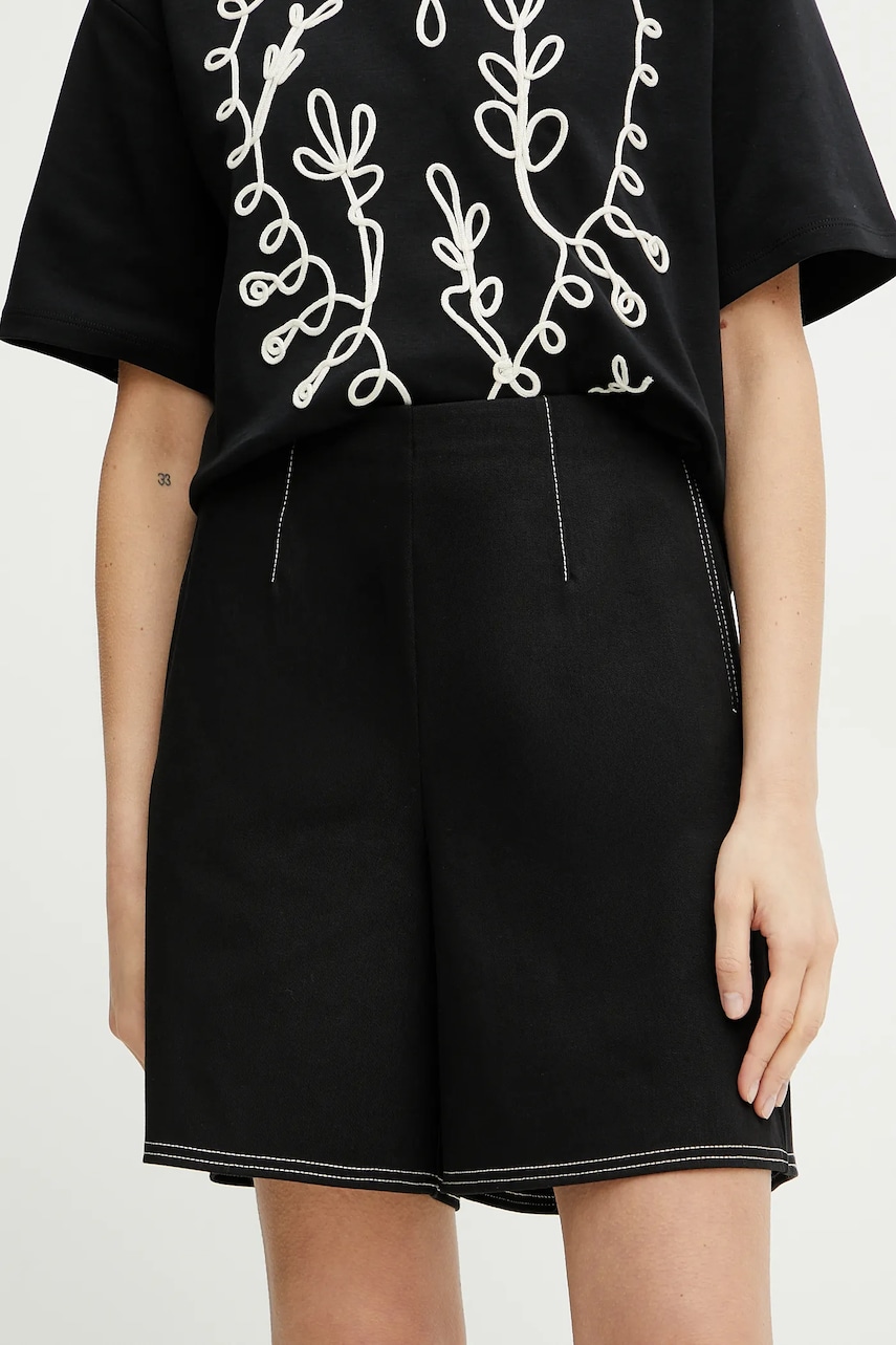 MM pantaloni scurți femei, culoarea negru, uni, high waist, 2516781018600 MM pantaloni scurți femei, culoarea negru, uni, high waist, 2516781018600