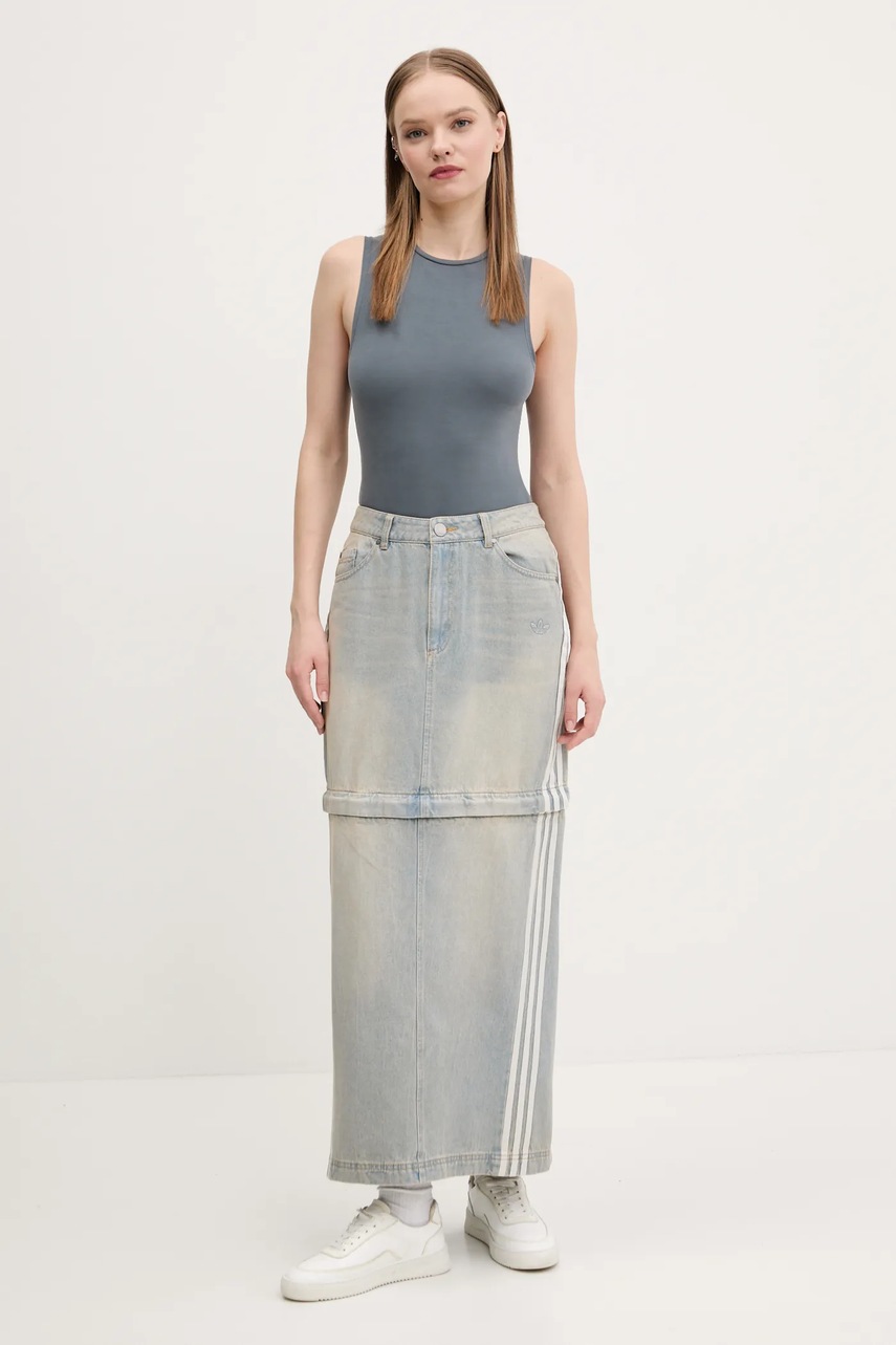 Rifľová sukňa adidas Originals DENIM ZIP SKIRT