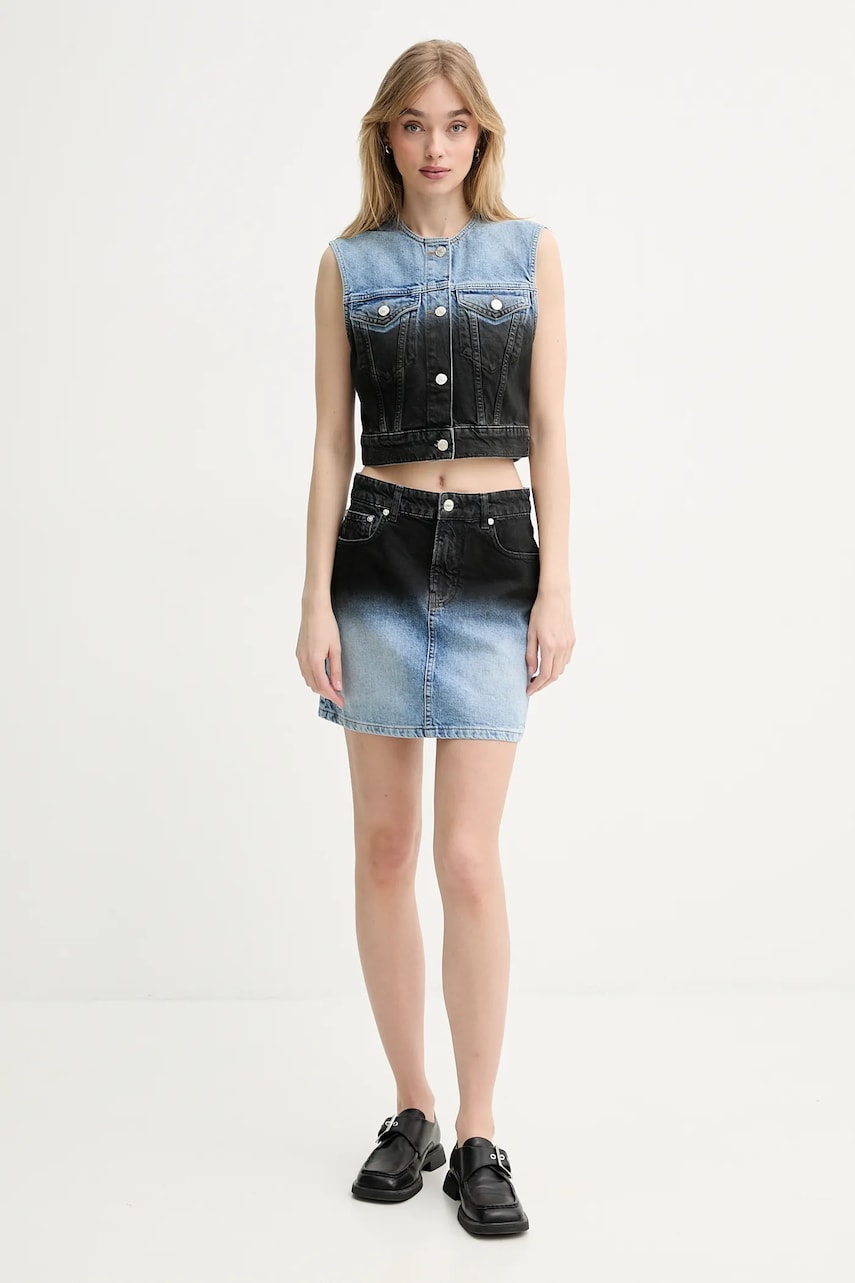 Хлопковая джинсовая юбка Moschino Jeans mini прямая 0104 3719 Хлопковая джинсовая юбка Moschino Jeans mini прямая 0104 3719
