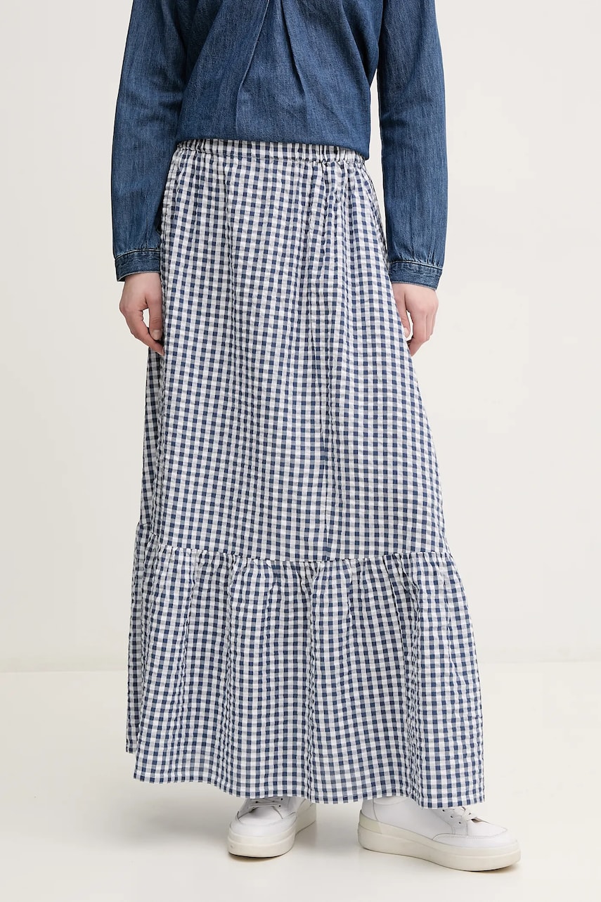 United Colors of Benetton fustă din bumbac culoarea bleumarin, midi, evazati, 4XDKD004V United Colors of Benetton fustă din bumbac culoarea bleumarin, midi, evazati, 4XDKD004V