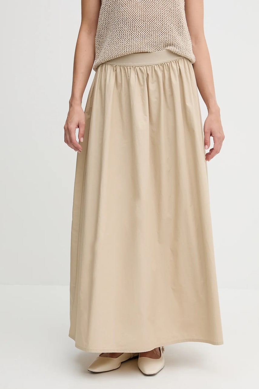 United Colors of Benetton fustă din bumbac culoarea bej, maxi, evazati, 4TPUD004I United Colors of Benetton fustă din bumbac culoarea bej, maxi, evazati, 4TPUD004I