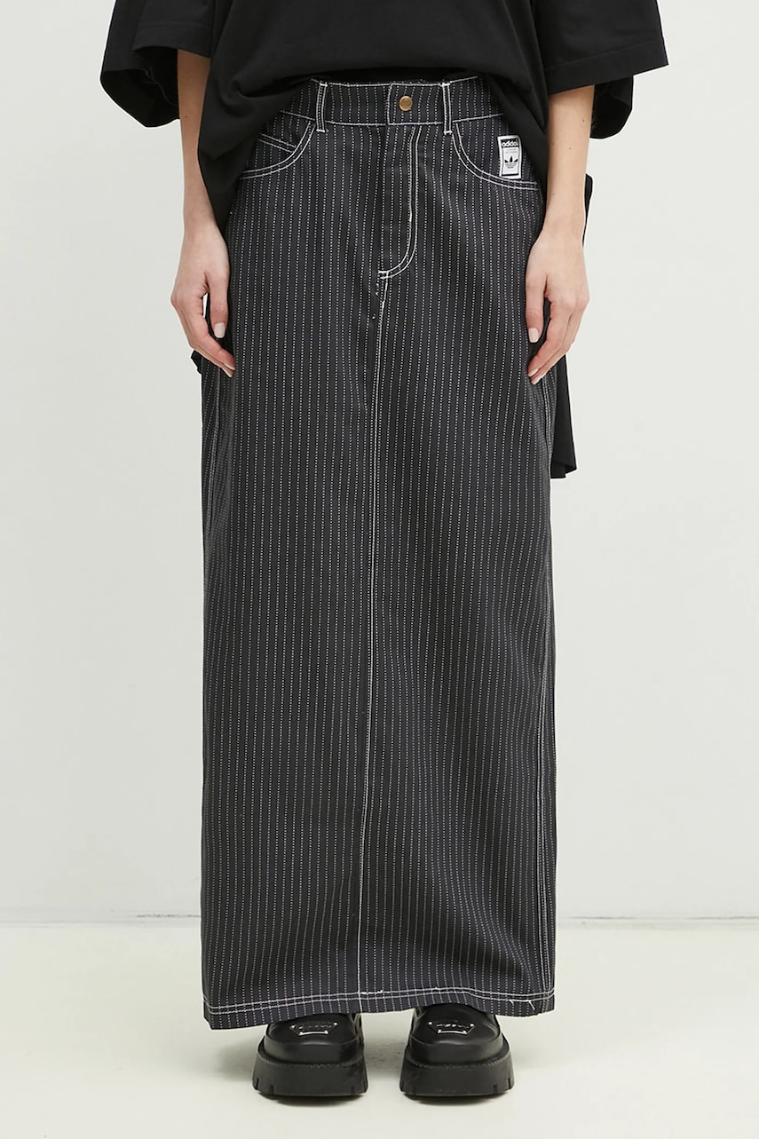 adidas Originals fusta din bumbac Aop Maxi Skirt culoarea gri, maxi, drept, JJ3142