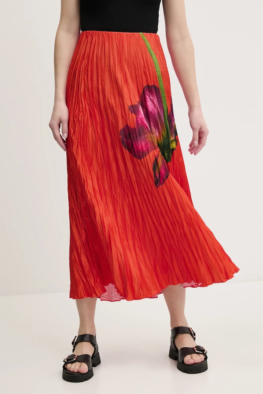 Desigual fusta FOLLET culoarea portocaliu, maxi, evazati, 25SWFW06 Desigual fusta FOLLET culoarea portocaliu, maxi, evazati, 25SWFW06