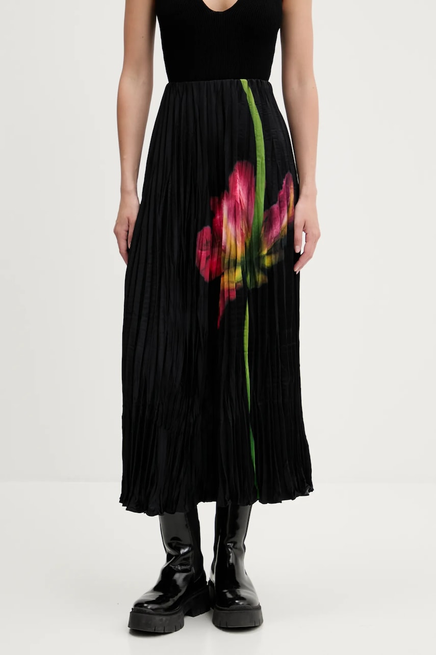 Desigual fusta FOLLET culoarea negru, maxi, evazati, 25SWFW06 Desigual fusta FOLLET culoarea negru, maxi, evazati, 25SWFW06