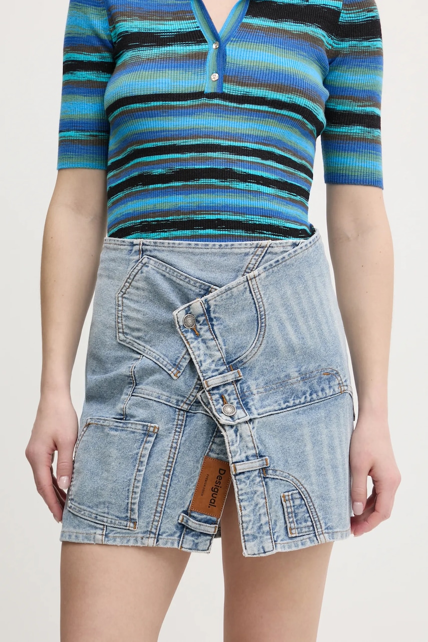 Desigual fusta din bumbac KING mini, drept, 25SWFD07 Desigual fusta din bumbac KING mini, drept, 25SWFD07