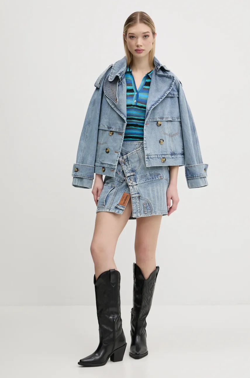 Хлопковая юбка Desigual KING mini прямая 25SWFD07 Хлопковая юбка Desigual KING mini прямая 25SWFD07