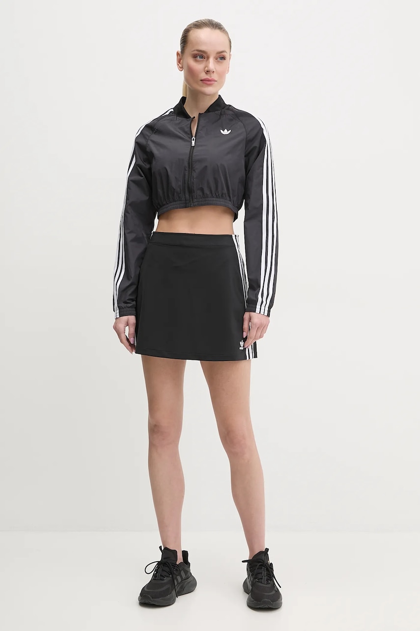 Юбка adidas Originals 3-Stripes цвет чёрный mini расклешённая JD0281 Юбка adidas Originals 3-Stripes цвет чёрный mini расклешённая JD0281