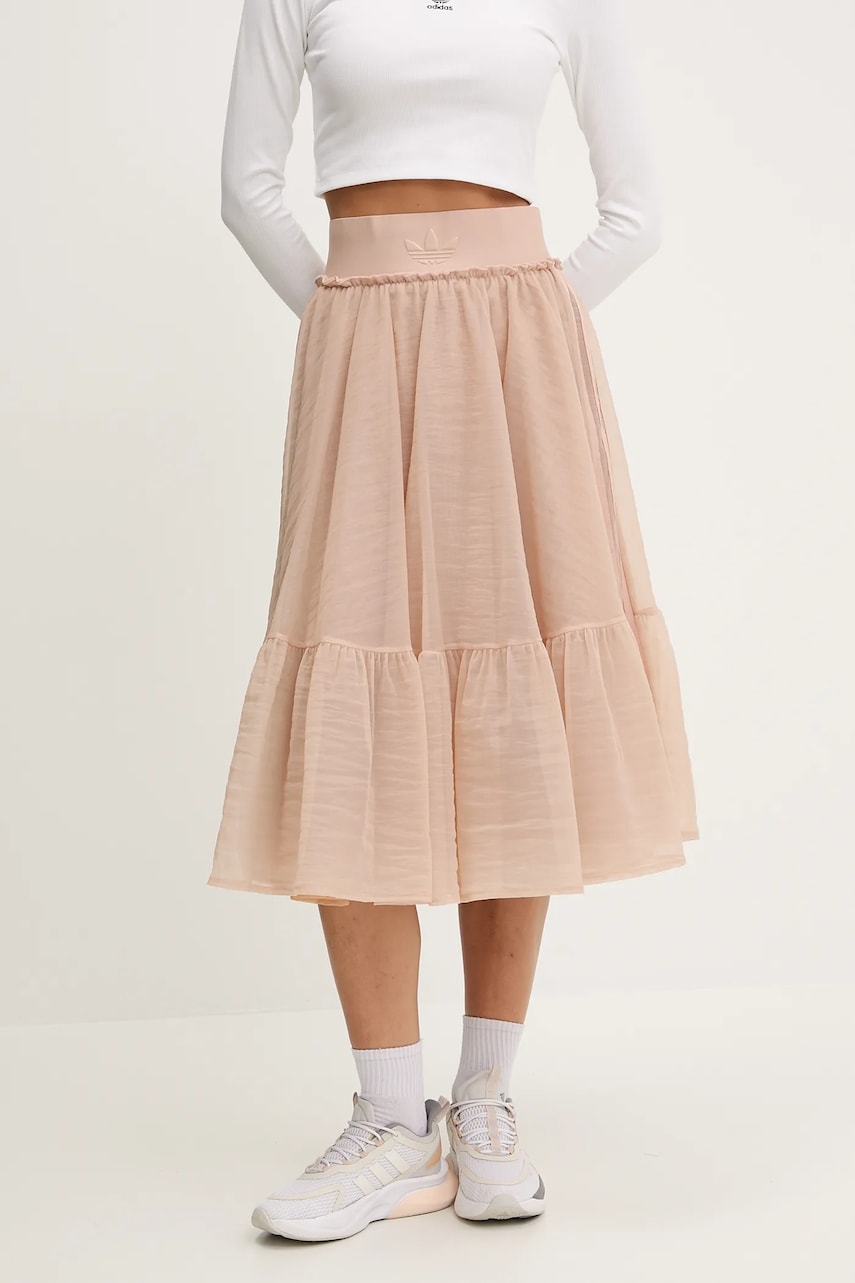 adidas Originals fusta Waistband Tulle Maxi Skirt culoarea portocaliu, midi, evazati, JJ0903