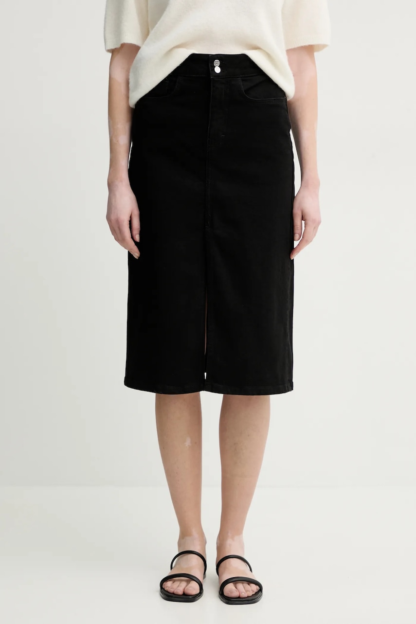 Filippa K fusta culoarea negru, midi, drept, 31389