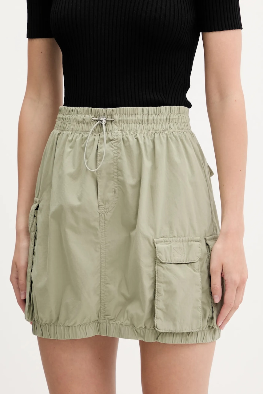 Hugo Blue fustă din bumbac culoarea verde, mini, drept, 50538401