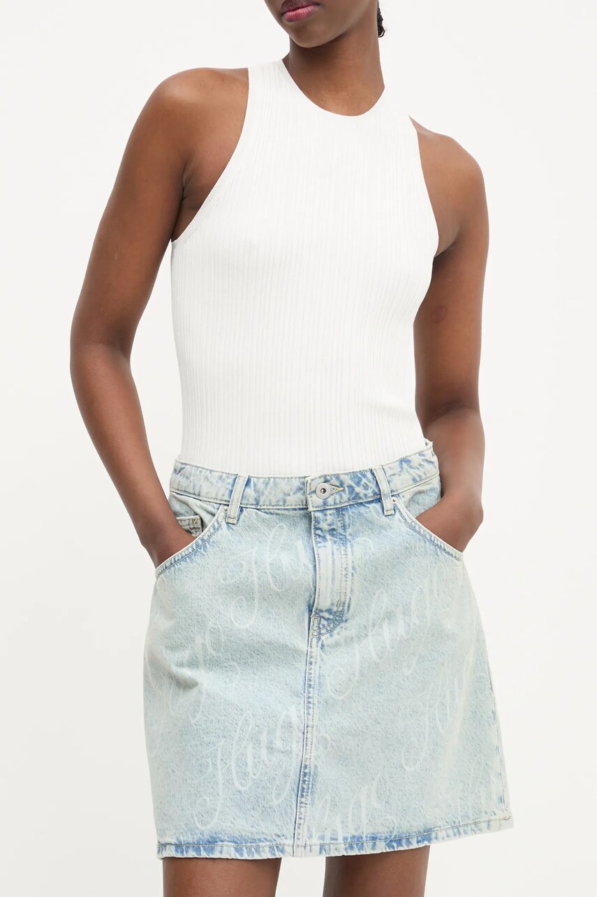 Hugo Blue fusta jeans mini, drept, 50534755