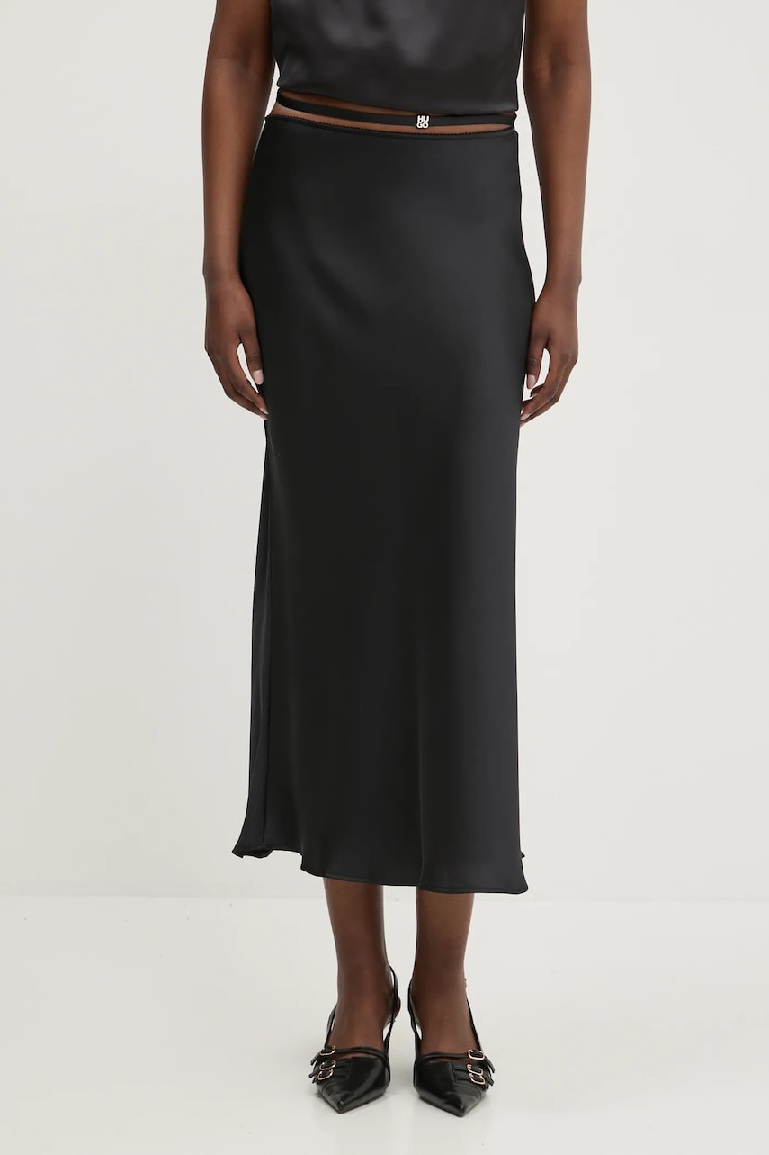 HUGO fusta culoarea negru, mini, drept, 50536435