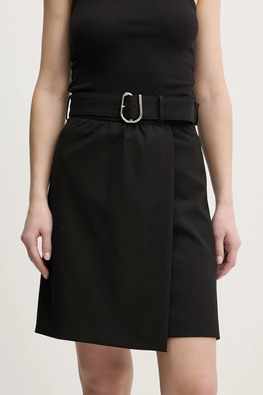 HUGO fusta culoarea negru, mini, drept, 50545768